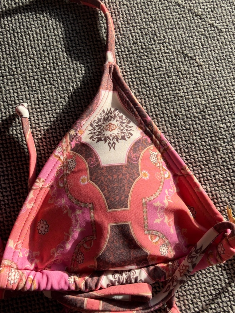 New - House of Harlow 1960 Pink Print Triangle Bikini Set sz S - Picture 4 of 7